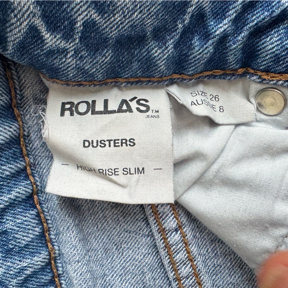 Rolla’s Jean Denim Medium Wash Distressed Shorts Dusters High Rise Slim Sz 26 - Picture 6 of 6
